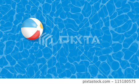 Summer holidays banner. Swimming pool top view.Beach ball in the empty clear pool. Summer holidays banner. Swimming pool top view.Beach ball in the empty clear pool. 115180575