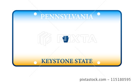 License plate of Pennsylvania. Car number plate. Vector stock illustration. License plate of Pennsylvania. Car number plate. Vector stock illustration. 115180595