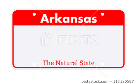 License plate of Arkansas. Car number plate. Vector stock illustration 115180597