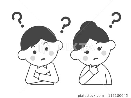 一位年輕男女想知道的單色插圖 一位年輕男女想知道的單色插圖 115180645