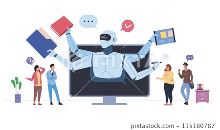 Ai assistant customer. Assistive technology artificial intelligence, automated ecommerce consulting service chatbot answer faq query 115180787