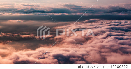 Dramatic Aerial Clouds Sunset Nature Background. 115180822