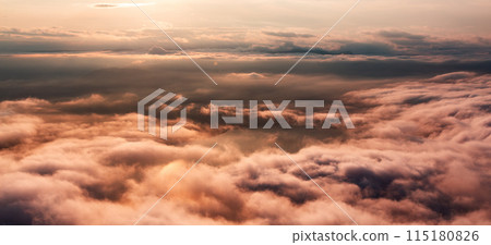 Dramatic Aerial Clouds Sunset Nature Background. 115180826