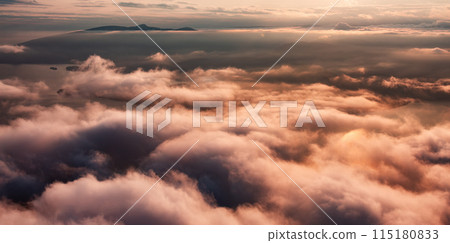 Dramatic Aerial Clouds Sunset Nature Background. Dramatic Aerial Clouds Sunset Nature Background. 115180833