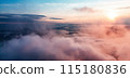 Dramatic Aerial Clouds Sunset Nature Background. 115180836