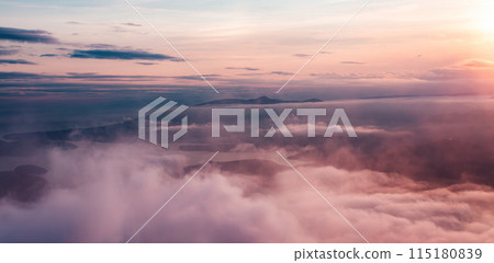 Dramatic Aerial Clouds Sunset Nature Background. 115180839