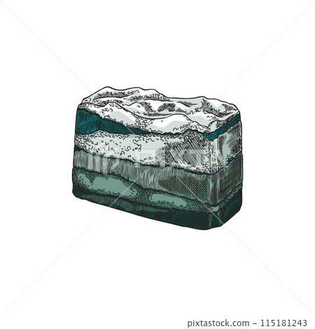 Handmade soap made by hand. Vector image on isolated background. 115181243