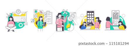 App Dev Professional Developing Software Application for Mobile Device Vector Set App Dev Professional Developing Software Application for Mobile Device Vector Set 115181294