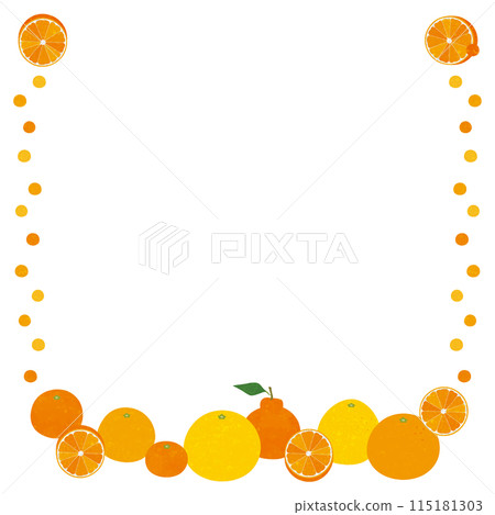 各種橘子拼盤_柑橘框和紙風格鑲嵌_方形 各種橘子拼盤_柑橘框和紙風格鑲嵌_方形 115181303