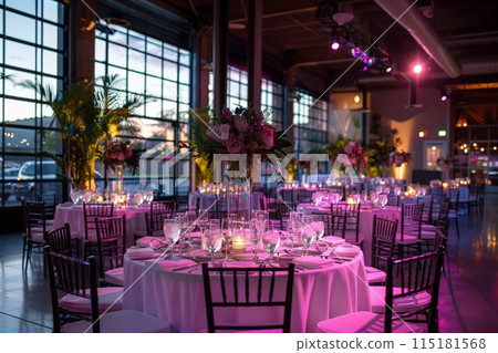 Elegant Evening Event with Lavish Table Settings Elegant Evening Event with Lavish Table Settings 115181568