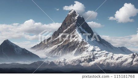Breathtaking view of the top of the mountain above the clouds 115181768