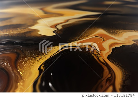 Abstract background liquid oil gold and black streaks. 115181794