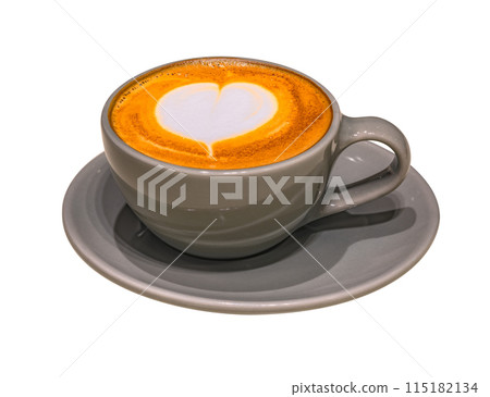 [Material] A cappuccino cup with latte art on a white background. 115182134