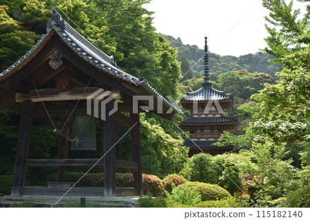 從鐘樓看三室戶寺的三層寶塔 115182140