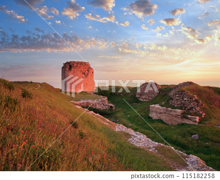 Crimean ancient fortress sunset view (Ukraine) 115182258