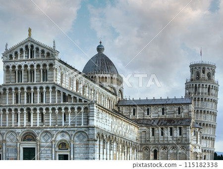 Pisa Cathedral with the Leaning Tower of Pisa (Italy). 115182338