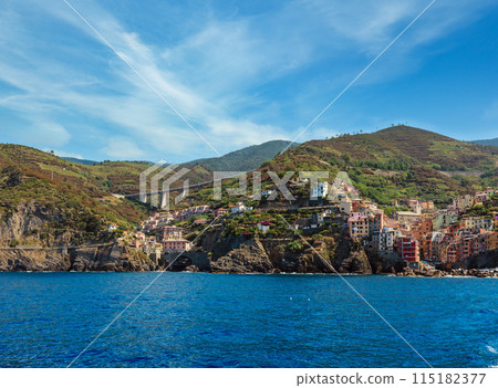 Manarola from ship, Cinque Terre Manarola from ship, Cinque Terre 115182377