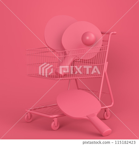Sport equipment like ping pong racquet for fitness or crossfit in shopping cart Sport equipment like ping pong racquet for fitness or crossfit in shopping cart 115182423