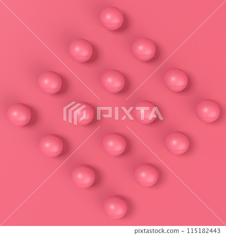 Set of softball or baseball ball lying in row on monochrome background. Set of softball or baseball ball lying in row on monochrome background. 115182443