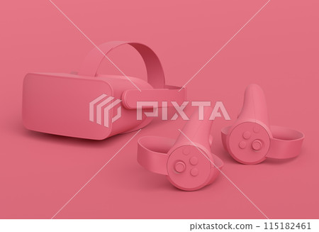 Virtual reality glasses and controllers for online gaming on monochrome Virtual reality glasses and controllers for online gaming on monochrome 115182461