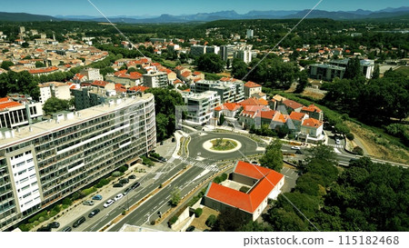 Aerial view of Montelimar. Drome, France 115182468