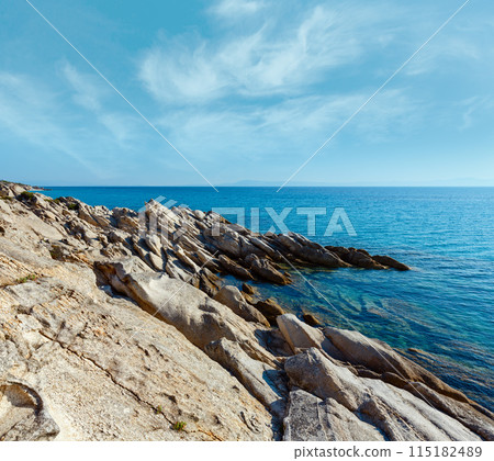 Summer Sithonia rocky coast, Greece. 115182489