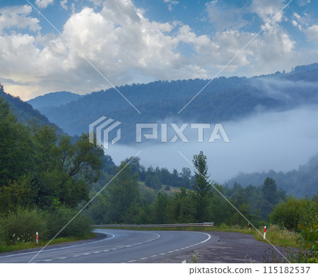 Evening mist in mountain. Evening mist in mountain. 115182537