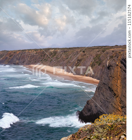 Atlantic ocean coast landscape (Algarve, Portugal). Atlantic ocean coast landscape (Algarve, Portugal). 115182574