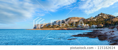 Summer sea rocky coast and cape view, Spain 115182614