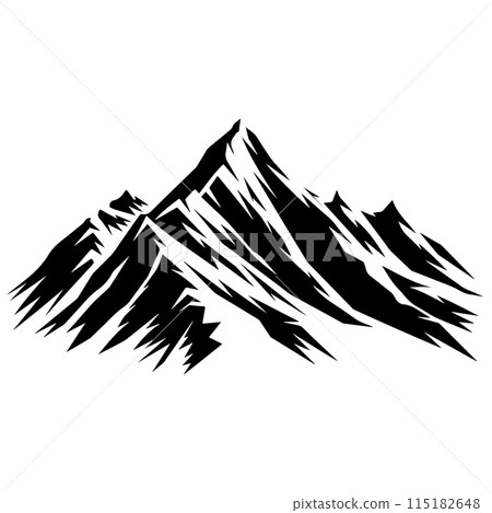 Mountain peak logo black and white vector illustration Mountain peak logo black and white vector illustration 115182648