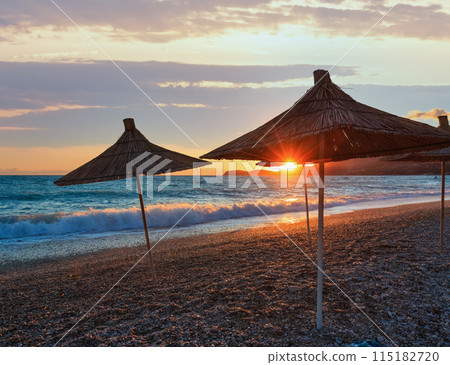 Summer sunset beach (Albania). 115182720