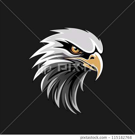 Eagle head, color logo on a black background. 115182768