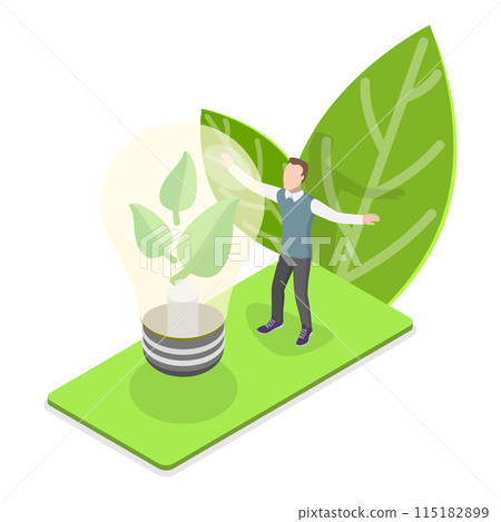 3D Isometric Flat Illustration of Sustainable and Renewable Energy, Innovative Green Technologies. Item 2 115182899