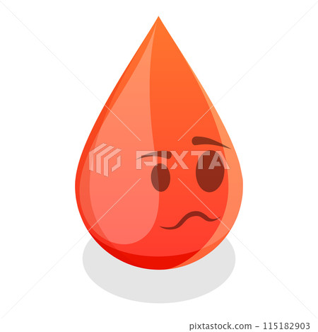 3D Isometric Flat Illustration of Women Periods Emoji Drops, Five Pain Gradation. Item 3 115182903