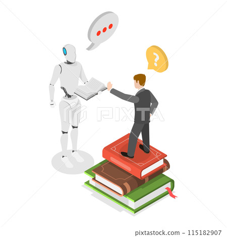 3D Isometric Flat Illustration of Chatbot Customer Support, AI Assistant. Item 2 115182907