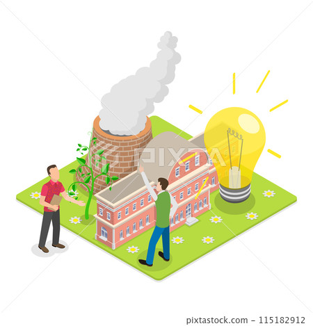 3D Isometric Flat Illustration of Sustainability, Green Eco Energy. Item 1 115182912