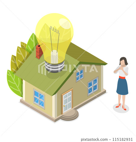 3D Isometric Flat Illustration of Sustainable Energy, Green Sustainable Environment. Item 2 115182931