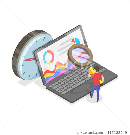 3D Isometric Flat Illustration of Marketing Research Strategies, Customer Relationship Management. Item 2 115182949