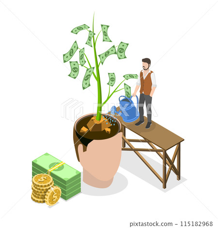 3D Isometric Flat Illustration of Financial Investment, Business Growth and Commerce Solutions. Item 2 115182968