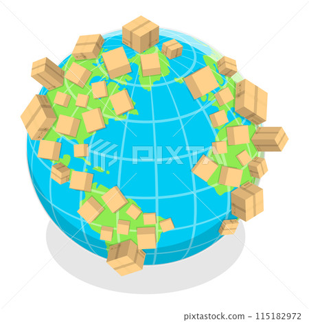 3D Isometric Flat Illustration of Global Logistics , Transport, Shipping and Delivery. Item 3 115182972