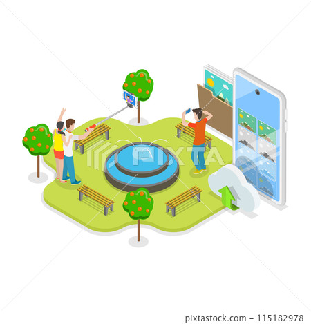 3D Isometric Flat Illustration of Smartphone Vs Camera, Photography Competition. Item 1 3D Isometric Flat Illustration of Smartphone Vs Camera, Photography Competition. Item 1 115182978