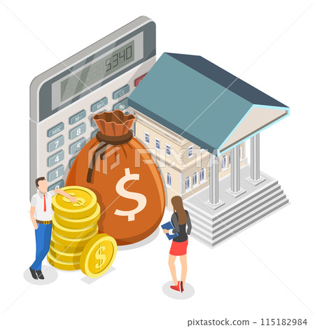 3D Isometric Flat Illustration of Funding, Grants And Incentives, Government Finance. Item 3 115182984