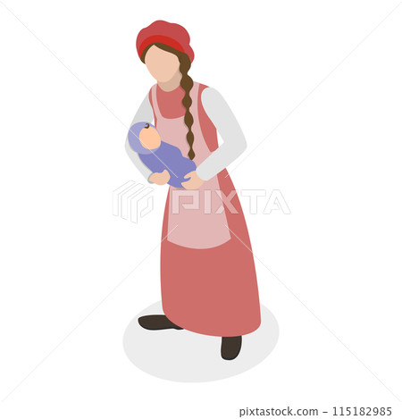 3D Isometric Flat Vector Set of British People Set, Victorian Era Persons. Item 6 115182985