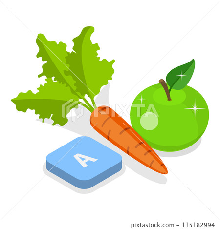 3D Isometric Flat Vector Illustration of Vitamins And Minerals, Healthy Food Supplements. Item 6 115182994