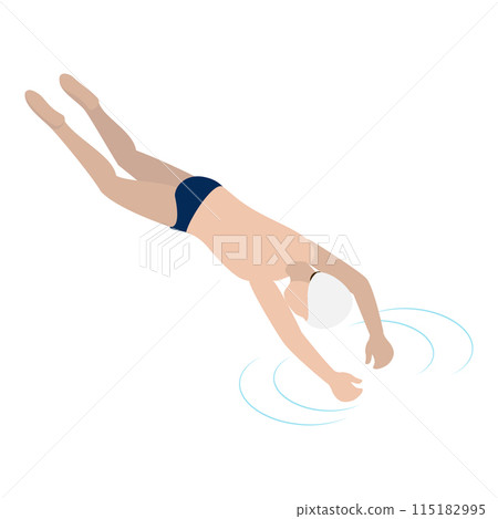 3D Isometric Flat Vector Set of Pool Swimmers, Water Activities. Item 6 115182995