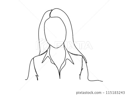 Woman in business suit. One line drawing vector illustration. 115183243