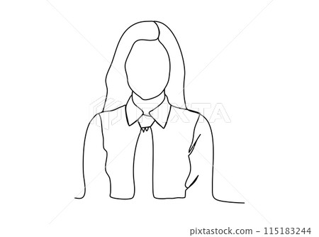 Woman in business suit. One line drawing vector illustration. 115183244