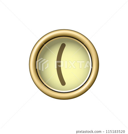 Bracket symbol. Vintage golden typewriter button isolated on white background 115183520