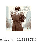 Office worker freezes while working in the middle of winter 115183738