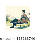 An office worker enjoying the twilight while watching the cherry blossoms in a spring park 115183740